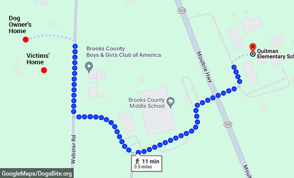 brooks county fatal dog attack - property map
